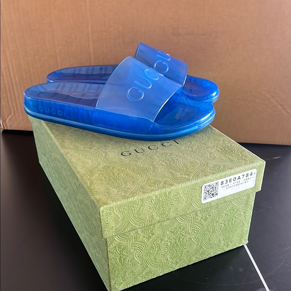Gucci Translucent Blue Slides US M 9.5